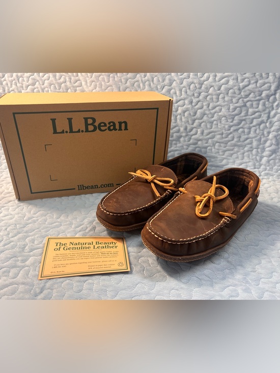 L.L. Bean Other - L.L. Bean Brown Leather Moccasin Loafers with Tan Laces